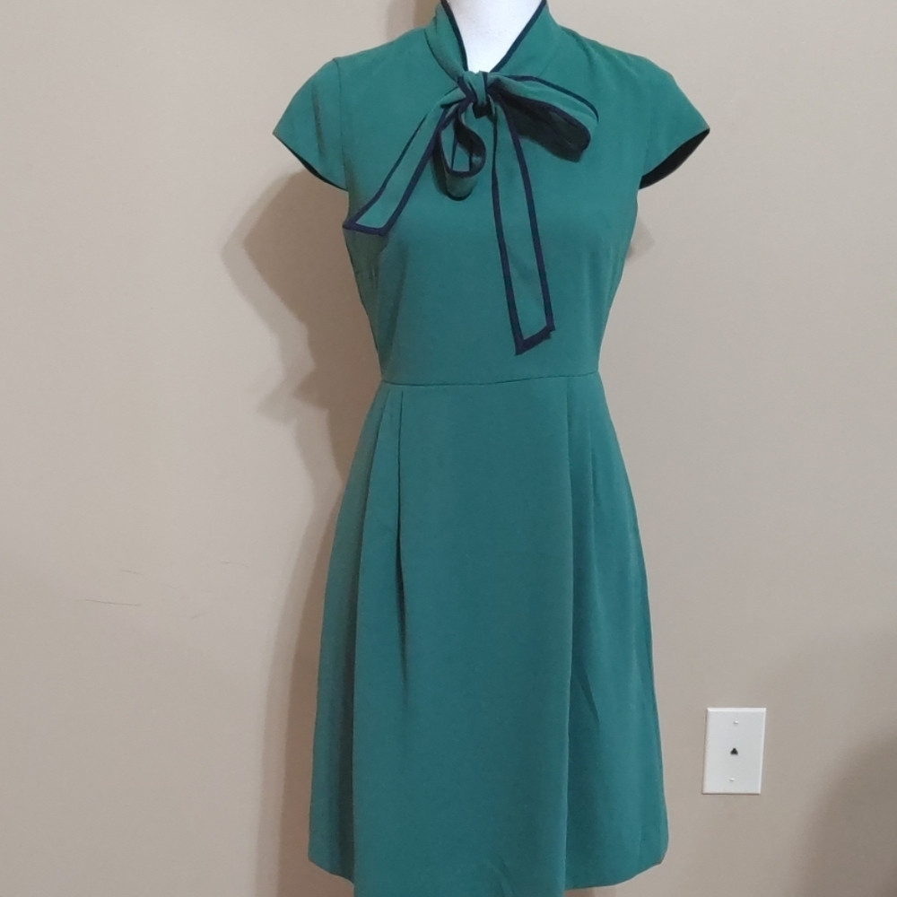 J.Crew Green And Navy Blue Dress
